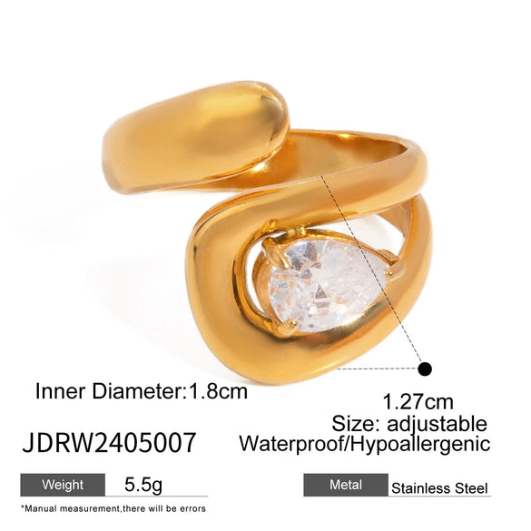 Wholesale Women's Fashion Opening Ring Stainless Steel Baroque Pearl With Geometric Pattern And Electroplating