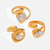 Wholesale Women's Fashion Opening Ring Stainless Steel Baroque Pearl With Geometric Pattern And Electroplating