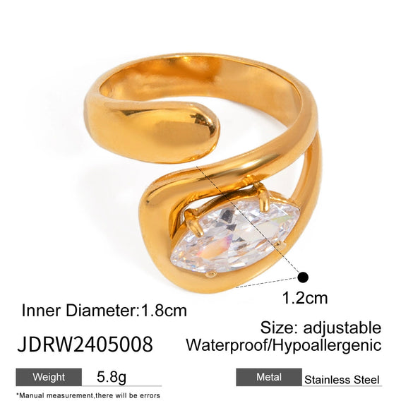Wholesale Women's Fashion Opening Ring Stainless Steel Baroque Pearl With Geometric Pattern And Electroplating
