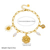 Wholesale Women's Fashion Pearl Flower Stainless Steel Goldplated Bracelet With Cross Chain And Sun Face Pendant