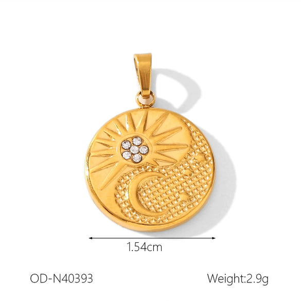 Wholesale Women's Fashion Pendant Jewelry Stainless Steel With Natural Stone Oil Inlaid Zircon And Star Pattern