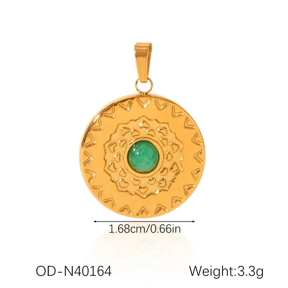 Wholesale Women's Fashion Pendant Jewelry Stainless Steel With Natural Stone Oil Inlaid Zircon And Star Pattern