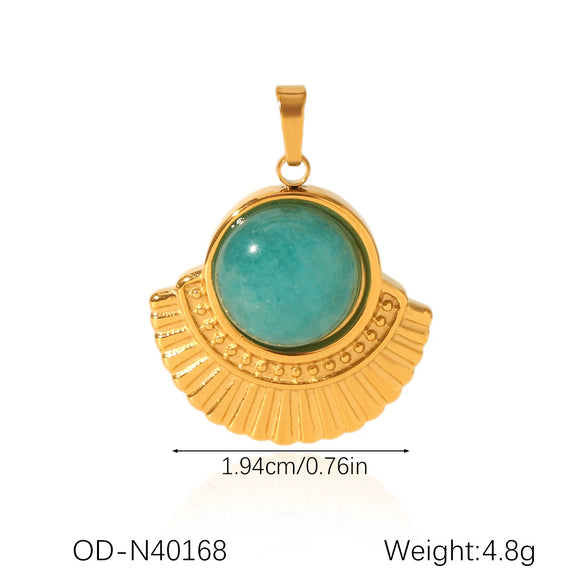 Wholesale Women's Fashion Pendant Jewelry Stainless Steel With Natural Stone Oil Inlaid Zircon And Star Pattern