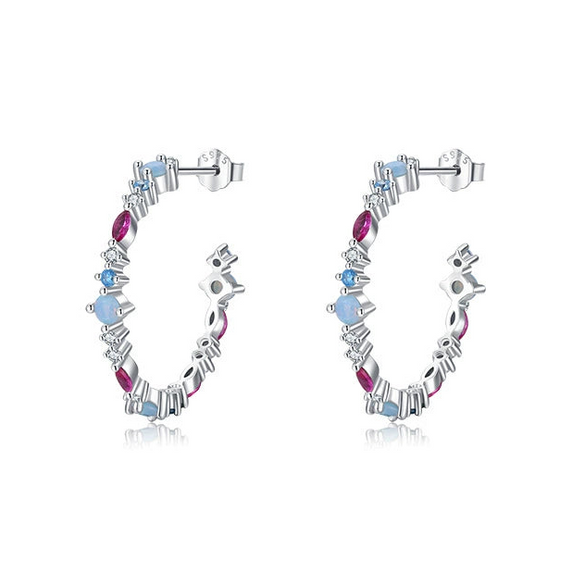 Wholesale Women's Fashion Personality Geometric Zircon Inlaid S925 Sterling Silver Earrings