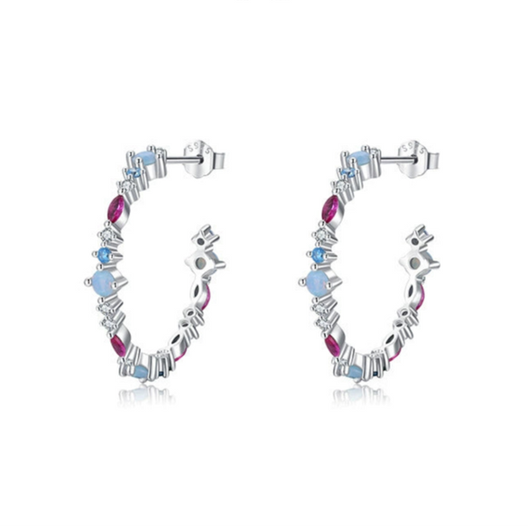 Wholesale Women's Fashion Personality Geometric Zircon Inlaid S925 Sterling Silver Earrings