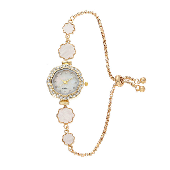 Wholesale Women's Fashion Quartz Watch With Diamond And Plum Blossom Diecast Case And Strap Titanium Clasp Flower Shaped Dial