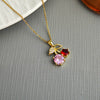 Wholesale Women's Fashion Red Cherry Pendant Necklace In Titanium Steel And Copper With Fruit Shape And Electroplating
