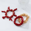 Wholesale Women's Fashion Resin Geometric Redshaped Bracelet 3Piece Set With Electroplating