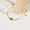 Wholesale Women's Fashion Retro Diamond Square Chain Gold Plated Titanium Steel Bracelet