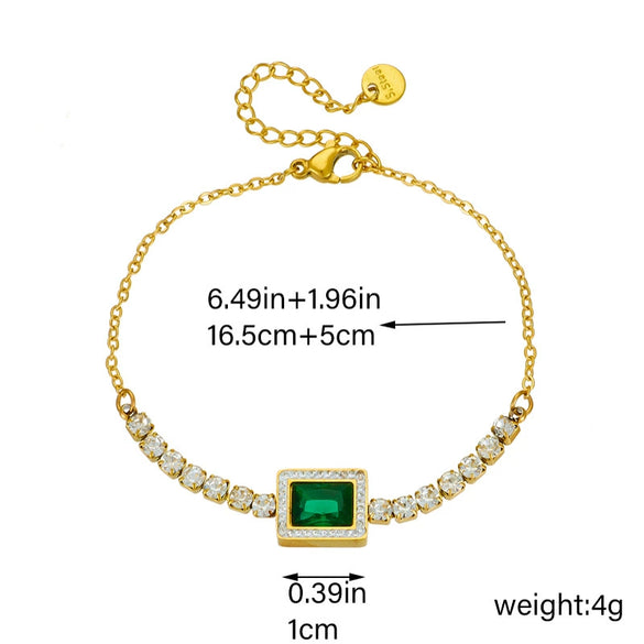 Wholesale Women's Fashion Retro Diamond Square Chain Gold Plated Titanium Steel Bracelet