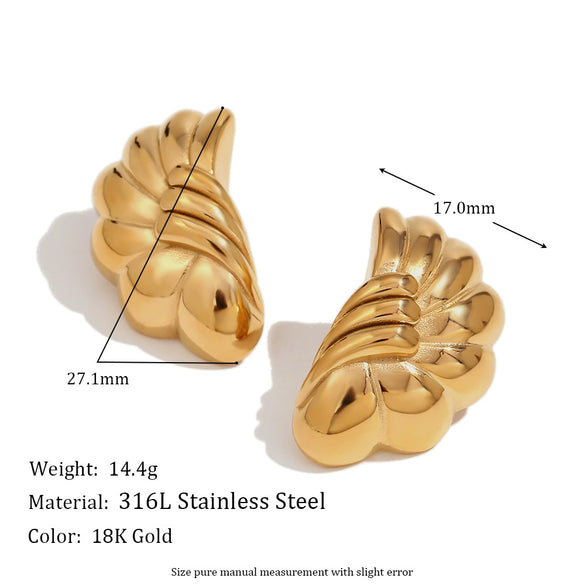 Wholesale Women's Fashion Retro Elegant Geometric Stainless Steel 18K Gold Plated Cast Microinlaid Earrings
