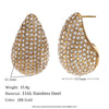 Wholesale Women's Fashion Retro Elegant Geometric Stainless Steel 18K Gold Plated Cast Microinlaid Earrings