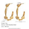 Wholesale Women's Fashion Retro Elegant Geometric Stainless Steel 18K Gold Plated Cast Microinlaid Earrings