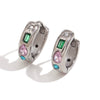 Wholesale Women's Fashion Retro Elegant Geometric Stainless Steel 18K Gold Plated Cast Microinlaid Earrings