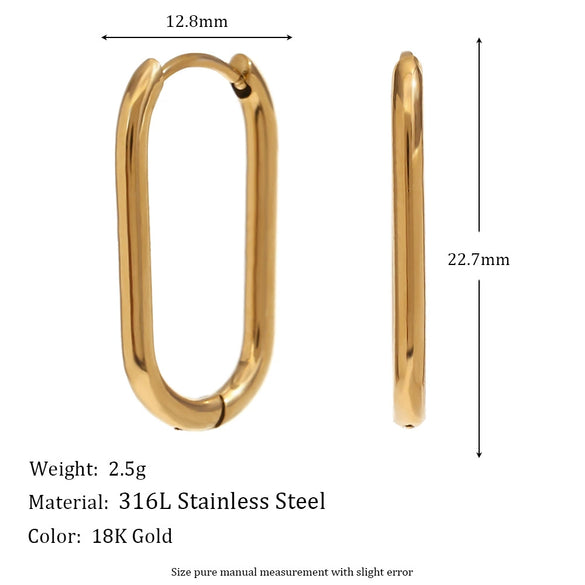 Wholesale Women's Fashion Retro Elegant Geometric Stainless Steel 18K Gold Plated Cast Microinlaid Earrings
