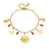 Wholesale Women's Fashion Retro Facet Star Pendant Chain Stainless Steel Electroplated Jewelry Bracelet