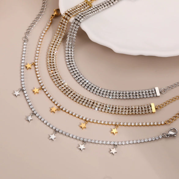 Wholesale Women's Fashion Retro Geometric Stainless Steel 18K Electroplated Jewelry Necklace And Bracelet