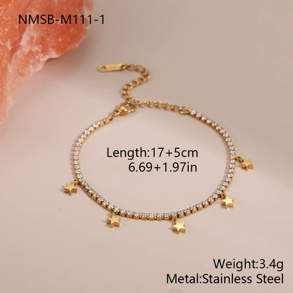 Wholesale Women's Fashion Retro Geometric Stainless Steel 18K Electroplated Jewelry Necklace And Bracelet