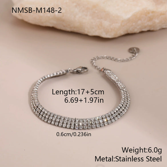 Wholesale Women's Fashion Retro Geometric Stainless Steel 18K Electroplated Jewelry Necklace And Bracelet