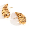 Wholesale Women's Fashion Retro Geometric Stainless Steel 18K Gold Plated Threaded Cut Out Water Drop Earrings