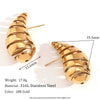 Wholesale Women's Fashion Retro Geometric Stainless Steel 18K Gold Plated Threaded Cut Out Water Drop Earrings