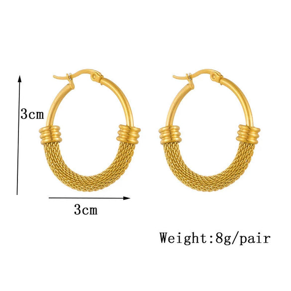 Wholesale Women's Fashion Retro Geometric Titanium Steel Round Twist Earrings With Electroplating