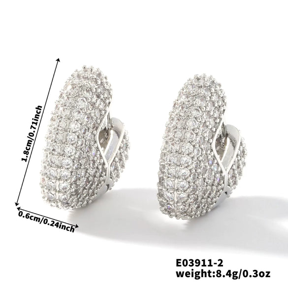 Wholesale Women's Fashion Retro Heart Shape Copper Inlaid Zircon Electroplated Earrings