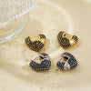 Wholesale Women's Fashion Retro Heart Shape Copper Inlaid Zircon Electroplated Earrings