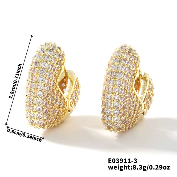 Wholesale Women's Fashion Retro Heart Shape Copper Inlaid Zircon Electroplated Earrings