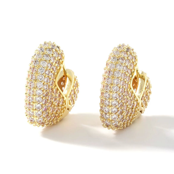 Wholesale Women's Fashion Retro Heart Shape Copper Inlaid Zircon Electroplated Earrings