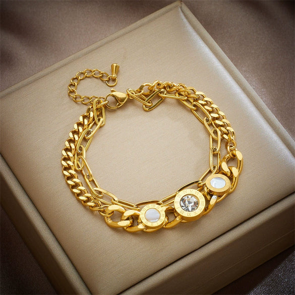 Wholesale Women's Fashion Retro Highend Titanium Steel Hollow Butterfly Pendant Bracelet With Electroplated Metal Chain
