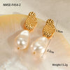 Wholesale Women's Fashion Retro Imitation Baroque Pearl Geometric Stainless Steel 18K Electroplated Earrings And Necklace