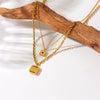 Wholesale Women's Fashion Retro Simple Square Diamond Accessories Chain Stainless Steel Goldplated Necklace
