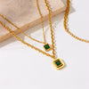 Wholesale Women's Fashion Retro Simple Square Diamond Accessories Chain Stainless Steel Goldplated Necklace