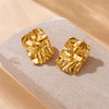 Wholesale Women's Fashion Retro Stainless Steel Pleated Square Electroplated Jewelry Earrings