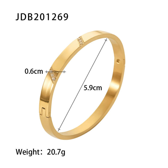 Wholesale Women's Fashion Retro Stainless Steel Zircon Geometric Bracelet