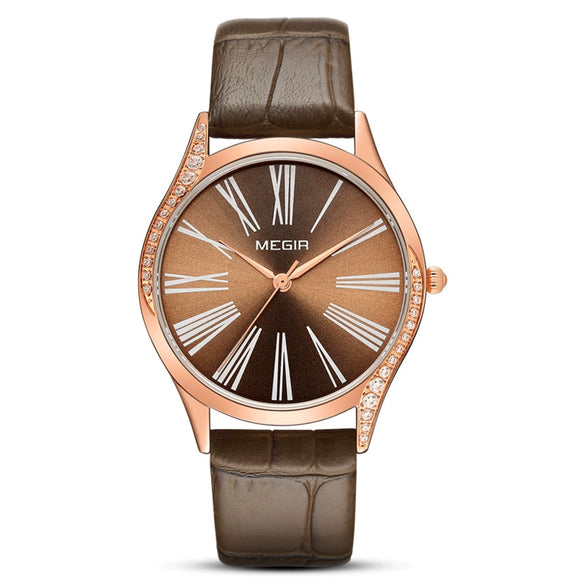 Wholesale Women's Fashion Retro Watch Copper Case Genuine Leather Strap Round Dial