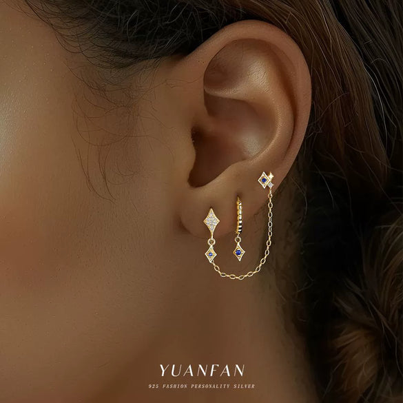 Wholesale Women's Fashion S925 Sterling Silver Star Shape Ultraflash Zircon Earrings With Natural Style