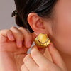 Wholesale Women's Fashion Shell Geometric Diamondencrusted Stainless Steel 18K Electroplated Earrings