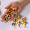Wholesale Women's Fashion Shell Geometric Diamondencrusted Stainless Steel 18K Electroplated Earrings