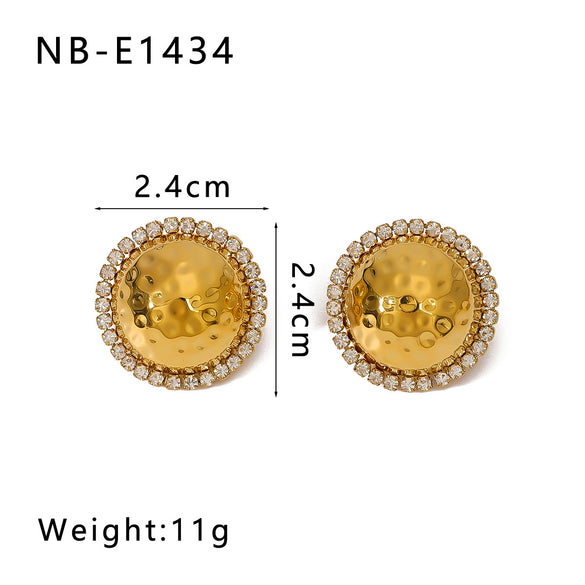 Wholesale Women's Fashion Shell Geometric Diamondencrusted Stainless Steel 18K Electroplated Earrings