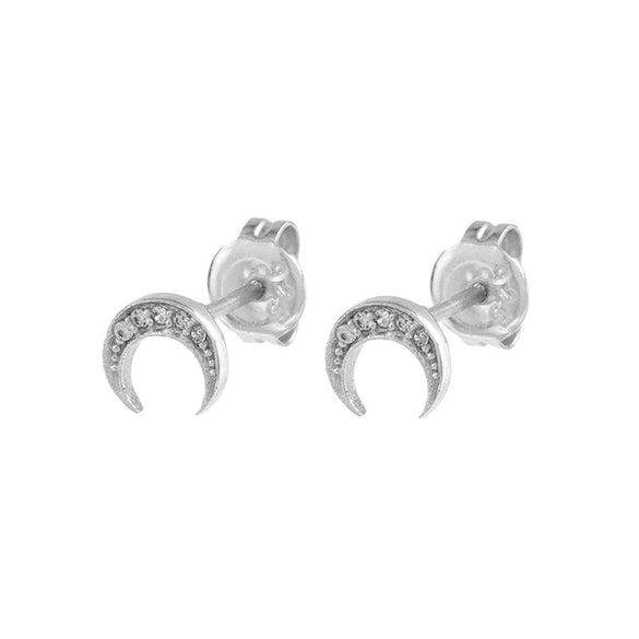 Wholesale Women's Fashion Silver Needle And Copper Electroplated Crescent Moonshaped Earrings With Star And Geometric Patterns