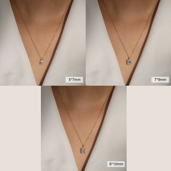 Wholesale Women's Fashion Silver Zircon Pendant Necklace With Geometric Pattern And Electroplating Process