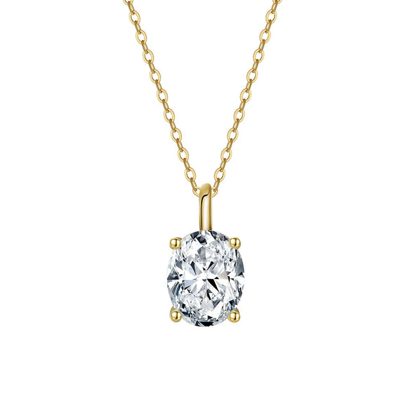 Wholesale Women's Fashion Silver Zircon Pendant Necklace With Geometric Pattern And Electroplating Process