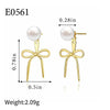 Wholesale Women's Fashion Simple Bow Tie Geometric Copper Gold Plated Earrings