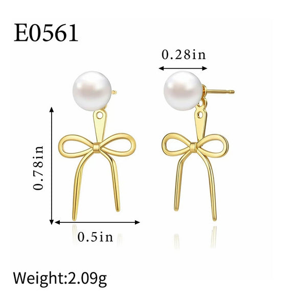 Wholesale Women's Fashion Simple Bow Tie Geometric Copper Gold Plated Earrings