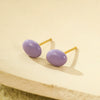 Wholesale Women's Fashion Simple Color Oil Dropping Stainless Steel Bean Earrings 18K Gold Plated
