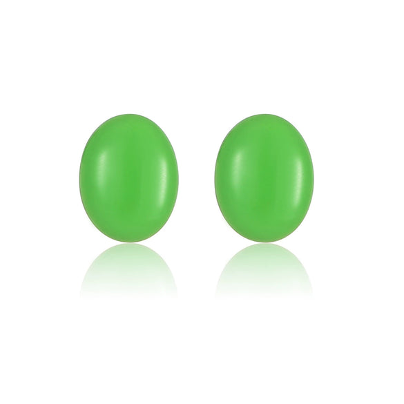 Wholesale Women's Fashion Simple Color Oil Dropping Stainless Steel Bean Earrings 18K Gold Plated