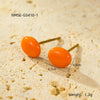 Wholesale Women's Fashion Simple Color Oil Dropping Stainless Steel Bean Earrings 18K Gold Plated