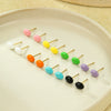Wholesale Women's Fashion Simple Color Oil Dropping Stainless Steel Bean Earrings 18K Gold Plated
